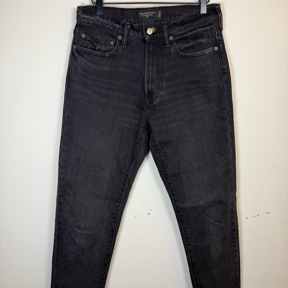 Abercrombie & Fitch Vintage Stretch Slim Jeans Black Size 31x32 Casual Tapered